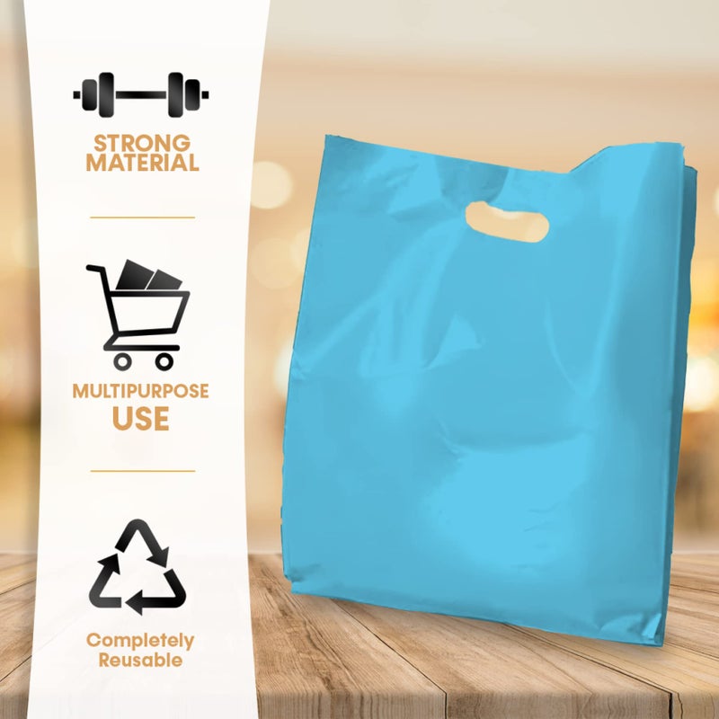 Bags4U Merchandise Bags, Die Cut Handles, Strong, Durable, and Tear Resistant Bags Perfect for Retail, Boutiques, or Any Events, Different sizes and colors (Blue, 9x12 Inch (Pack of 100)) - Image 4